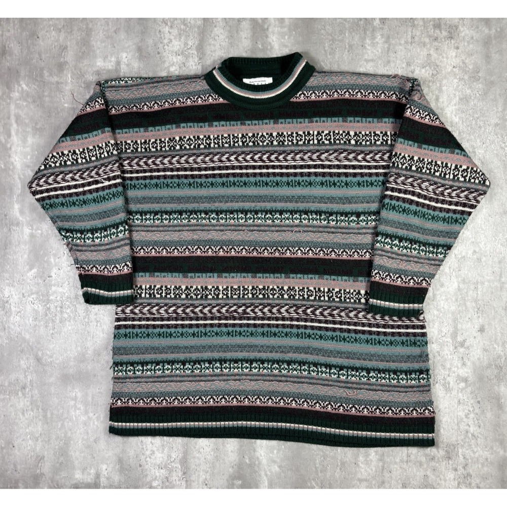 Vintage 90s Forelli Knitted Pullover Striped Sweater Multicolor Womens size 2XL